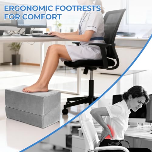 3-Level Adjustable Foot Rest for Under Desk at Work, Grey, 17x11.2x17 Inch - color: Gray