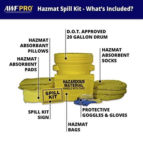 AWF PRO 20 Gallon Hazmat Spill Kit, 59 Pieces - size: Hazmat Spill Kit