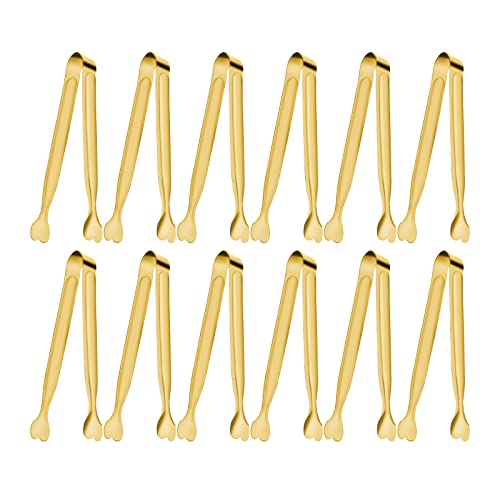 Serving Tongs, Anytrp 12-Packs Stainless Steel Sugar Tongs, 5.3inch Small Tong Kitchen Appetizers Tong for Serving Food, Buffets, Coffee Bar, Tea Party, Desserts Party and Ice Bucket - color: Gold, size: 5.3inch-12pcs