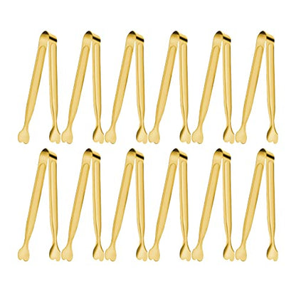 Serving Tongs, Anytrp 12-Packs Stainless Steel Sugar Tongs, 5.3inch Small Tong Kitchen Appetizers Tong for Serving Food, Buffets, Coffee Bar, Tea Party, Desserts Party and Ice Bucket - color: Gold, size: 5.3inch-12pcs