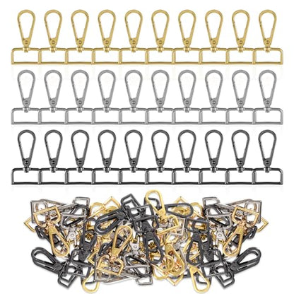 30 Pcs Metal D Ring Swivel Lobster Claw Clasp Snap Hooks Purse Hardware - color: Mixed Colors, size: 1 Inch