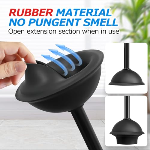 FORASTO 4Pack 2 in 1 Toilet Brush and Plunger Set, Extended Handle Plunger,Toilet Bowl Brush Plunger Set,Bathroom Cleaning Tools,Toilet Brush Plunger Combo,Cleaning Supplies, Cleaning Brush - color: Black, size: 4PACK