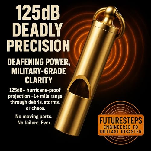 Loudest Brass Whistle — The Original 2-Inch Premium Emergency Whistle 125db+ One Piece Outdoor Survival Whistle On Key-Chain or Hang Around Your Neck and Carry it Anywhere!