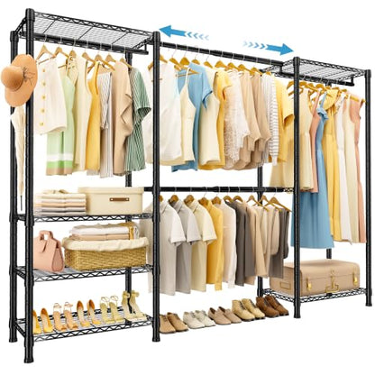 Expandable Closet System Heavy Duty Clothes Rack for Hanging Clothes