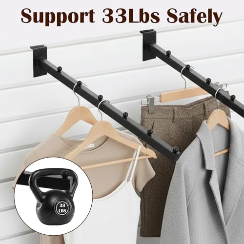 10 Pack Waterfall Slatwall Display Hooks with 6 Balls, 12 Inch Heavy Duty Tube Slat Wall Hanger Slatwall Accessories Slat Wall Hooks and Hangers for Clothing Retail Garage Shop Display (Black)