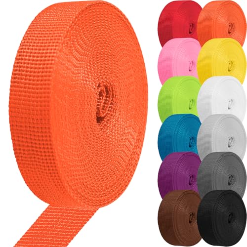 Polypropylene Webbing 1 Inch 1.5 Inch Nylon Webbing Straps Poly Strapping - color: Orange, size: 1.5 inch x 10 yards