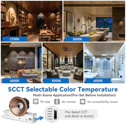 CycevSun Oil Rubbed Bronze 3 Inch Anti-Glare LED Recessed Light, 6 Pack - color: Oil-Rubbed Bronze, size: 3 Inch