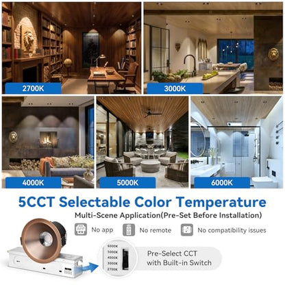 CycevSun Oil Rubbed Bronze 3 Inch Anti-Glare LED Recessed Light, 6 Pack - color: Oil-Rubbed Bronze, size: 3 Inch