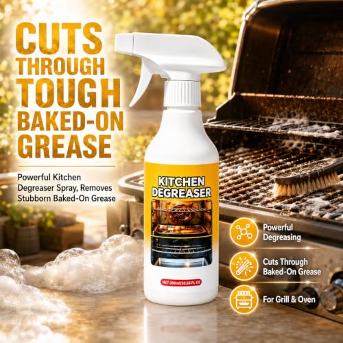 300ml/10.56FL OZ Greasekiller Spray BBQ Grill Cleaner, Fast Acting Heavy Duty Grill Degreaser Spray, Effectively Removes Grease for Outdoor BBQ Grate,Grill Lid,Stovetop