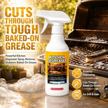300ml/10.56FL OZ Greasekiller Spray BBQ Grill Cleaner, Fast Acting Heavy Duty Grill Degreaser Spray, Effectively Removes Grease for Outdoor BBQ Grate,Grill Lid,Stovetop