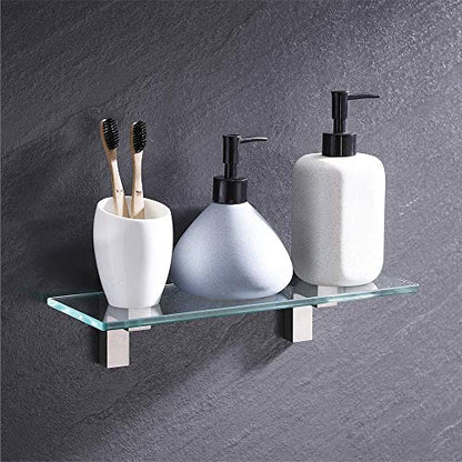 AWEN Solid Metal Adjustable Wood/Glass Shelf Bracket Wall Mount, Shelf Holders，3-28mm Thick Adjustable Shelf Bracket, 25lbs Load, Brushed Nickel, 2 Pack - size: Brushed Nickel