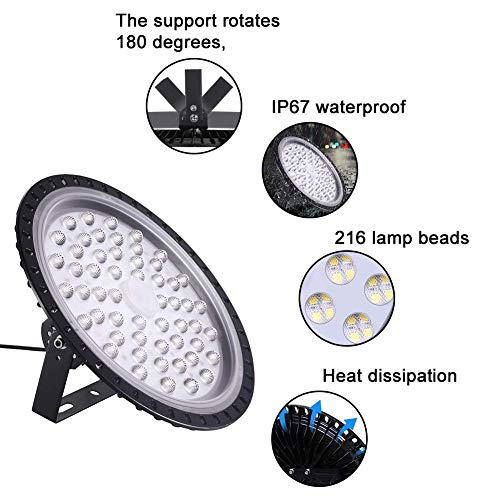 200W LED High Bay Light lamp Factory Warehouse Industrial Lighting 10000 Lumen 6000-6500K IP65 Warehouse LED Lights- Commercial Bay Lighting for Garage Factory Workshop Gym (200W 3) - size: 200W 3pcs