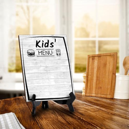 Kids' Menu 6x8 Dry Wipe Table Sign Easy Installation | Restaurant & Bar | Perfect To Clearly Direct Customers & Advertise Specials | No Pen Included - style: Kids' Menu