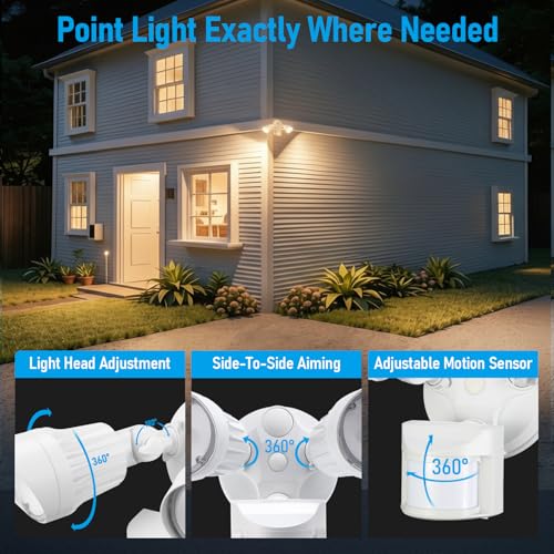 LEONLITE Motion Sensor Security Lights Dusk to Dawn IP65 3000K White - color: White (3000K)