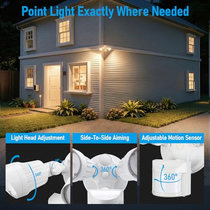 LEONLITE Motion Sensor Security Lights Dusk to Dawn IP65 3000K White - color: White (3000K)