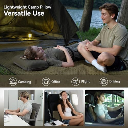 MARCHWAY Lightweight Compact Inflatable Camping Pillow with Soft Foam Top - color: Green