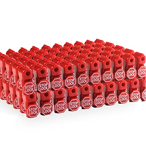 Betertek Peg Hook Locks Stop Lock 100pcs Plastic red Stop Locks Retail peg Hook Security Locks pegboard peg Locks Retail Security Display Hook Lock