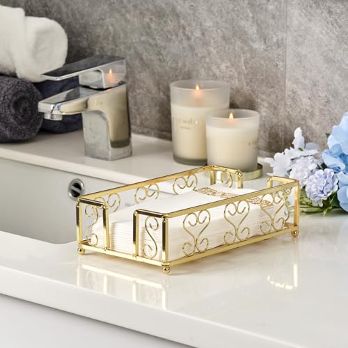 Guest Towel Holder Tray for Bathroom Countertop, Gold Napkin - color: F- Matt Gold Guest Towel Holder Tray, size: Guest Towel Holder