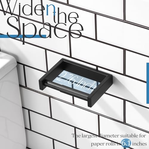KOKOSIRI Toilet Paper Holder Spring Loaded Bathroom Toilet Roll Holder Wall Mount Stainless Steel Matte Black B2011BK (Pack of 2) - color: Matte Black, size: Without Shelf (Pack of 2)