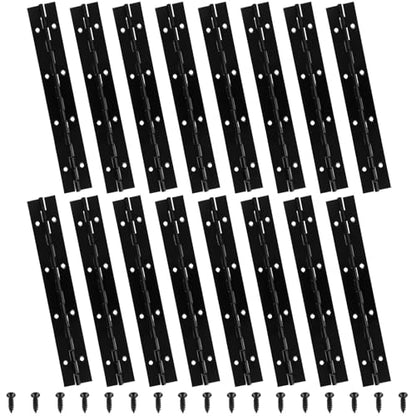 16 PCS 8 Inch Piano Hinge Heavy Duty, 0.04" Thickness Folding Continuous Hinge, Black Metal Piano Hinges for Cabinets, Doors, Window (1.2" Open Width)