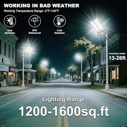 Solar Street Lights Outdoor Waterproof 6500W Solar Flood Lights Dusk to Down with Motion Sensor for Parking Lot, Outdoor Street Light Solar Powered 7000K for Yard Patio and Walkway - size: L-2PCs