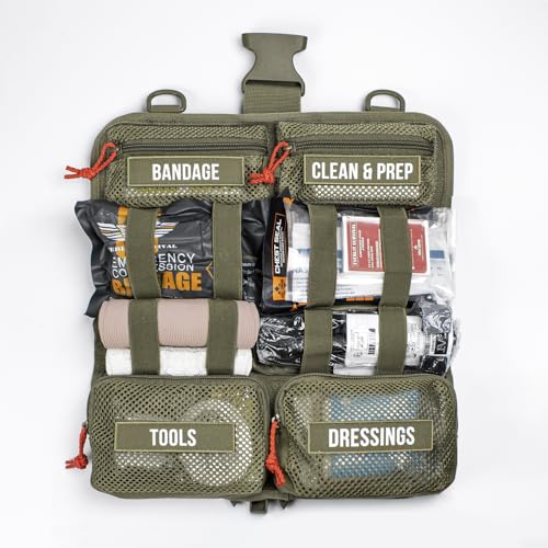 EVERLIT Roll Up Trauma First Aid Kit with CAT Tourniquet-Tactical IFAK Emergency Medical Kit for Outdoor, Vehicle & Home Preparedness-Quick Release Molle Bag for First Responders (OD Green) - color: Od Green
