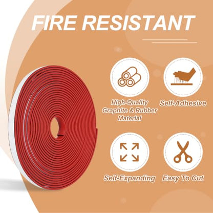 Smoke Fire Seal Strip 19.7 Feet 10mm/0.39" Wx2mm/0.08" T Red - color: Red, size: 19.7 FT x 10mm / 0.39" W x 2mm / 0.08" T