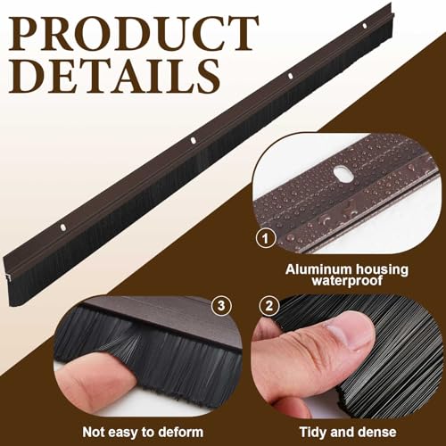 Gisafai 2 Pcs Aluminum Door Sweep, 48 Inches, Brown - color: Brown, size: 48 Inch