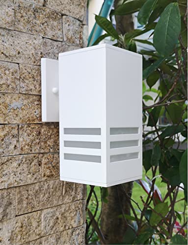 Outdoor Wall Lamp, Waterproof Aluminum Exterior Lighting Fixture - color: Rectangle (White B)
