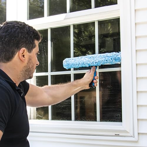 Unger Professional Connect & Clean 2-in-1 Squeegee & Scrubber, 10” Window Cleaning Tool, Commercial and Residential Use, Washer Cleaner Supplies to Remove Excess Water and Dry (Pack of 10) - size: 10 inch (Pack of 10), style: 10" 2-in-1 Window Cleaner II