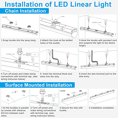 OSTEK 40W LED Shop Light 4FT Suspended Linear Channel Strip Lights Fixture - color: Normal - 5000K