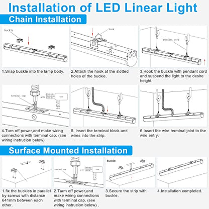 OSTEK 40W LED Shop Light 4FT Suspended Linear Channel Strip Lights Fixture - color: Normal - 5000K