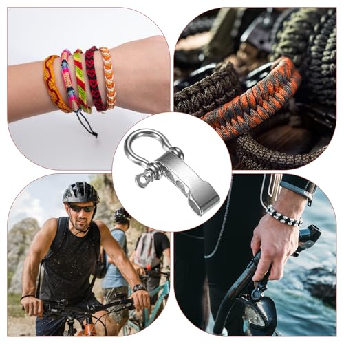 Paracord Bracelet Shackle Buckle [4PCS] - Adjustable Metal O Bow Shackle Use for Survival Bracelets Belt & Outdoor Rope - [Silver-Flat Head] Screw Pin Anchor Buckles - color: Silver