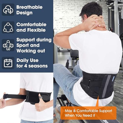 Back Brace for Lower Back Pain Women Relief(Black,S/M Fit Waist 23.5-29.5") - color: BLACK/GREY, size: S/M