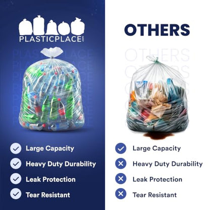 Plasticplace 65 Gallon Trash Bags │ 2.7 Mil │ Clear Heavy Duty Garbage Can Liners │ 50” x 48” (25 Count) - color: Clear, size: 1 Count (Pack of 25)
