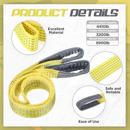 4 Pcs Lift Sling Straps, Yellow, 2'' X 4',8900lb - color: Yellow, size: 2'' X 4',8900lb