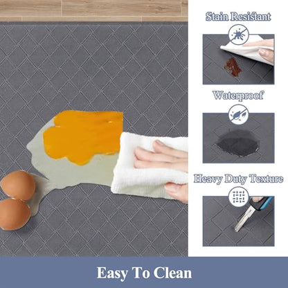 HEBE Anti Fatigue Kitchen Rugs Set of 3, Cushioned Kitchen Mats for Floor - color: Dark Grey