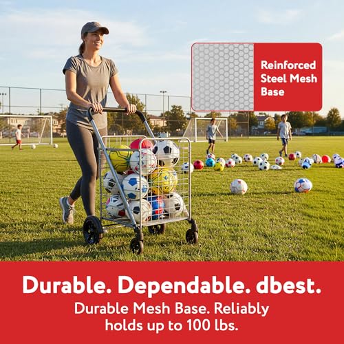 dbest Products Cruiser Cart Deluxe 2 - Foldable Shopping Cart with Wheels & Brake System - Heavy Duty Collapsible Utility Cart for Groceries & Laundry - Holds 100 lbs - Silver, Alloy Steel - color: Silver, style: Deluxe 2