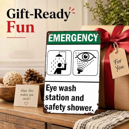 Emergency Eye Wash Station And Safety Shower Metal Sign 8 x 12 Inch