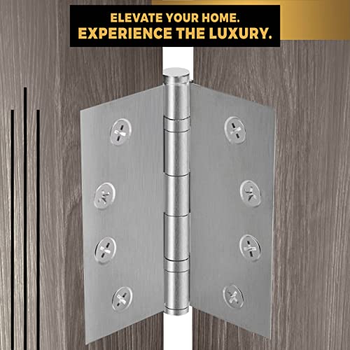 Solid Brass Door Hinge Heavy Duty Ball Bearing Matte Silver 4x4 Inch - Set of 24 Hinges (Satin Nickel) - color: Satin Nickel