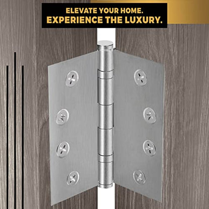 Solid Brass Door Hinge Heavy Duty Ball Bearing Matte Silver 4x4 Inch - Set of 24 Hinges (Satin Nickel) - color: Satin Nickel