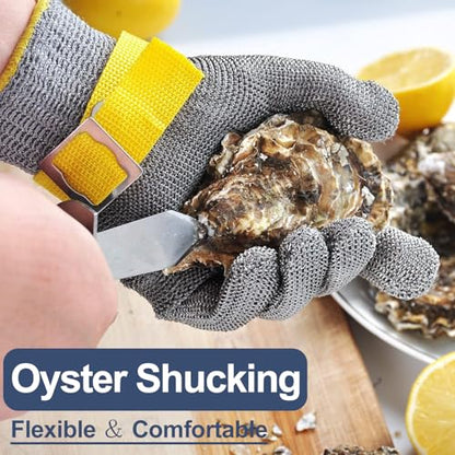 Dowellife Comfortable ANSI A9 Cut Resistant Glove Food Grade, Mesh Metal Kithcen Glove for Chef Oyster Shucking Mandoline Knife Butcher Meat Cutting - size: Large (Pack of 2)