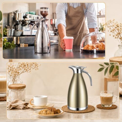Uiifan 2 Pcs 68oz Thermal Coffee Carafe,Champaign Gold, Sliver - color: Champaign Gold, Sliver