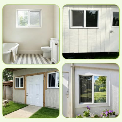 3.22" Thickness 23.5" x 23.5" Vinyl Sliding Basement Window,Low-E Glass with Argon Gas,Double-Pane Insulated Tempered Clear Glass,Half Screen Included,White - size: 23.5"x23.5"