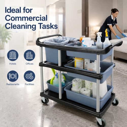3 Tier Utility Cart Heavy Duty 330lbs Capacity Rolling Service Cart Utility Carts with Wheels Storage Cart Restaurant Supplies Great for Hotel,Kitchen,Laundry Room,Siz:41x18.3x37 - size: 41X18.1X37IN