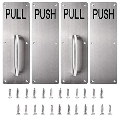 Sumnacon 12 Inch Stainess Steel Door Handle Pull and Push Plate Silver 2 Sets-for Home/Office/Warehouse/Public Places and Suitable of Wooden/Composite Door with Screws - color: Silver
