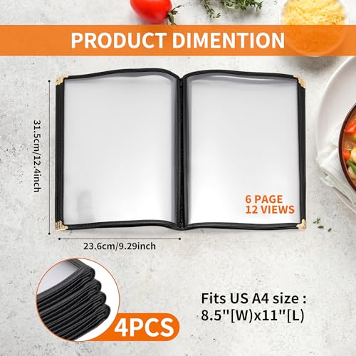 4 Pcs 8.5 X 11 Inch Restaurant Menu Covers, 6 Page 12 View