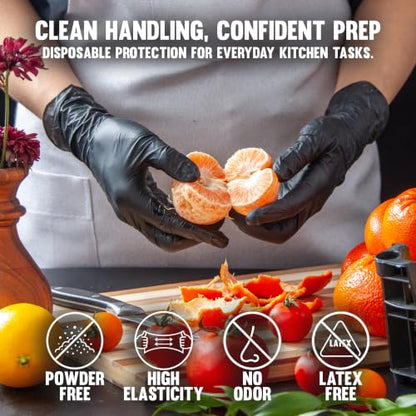 L3 Level 3 Nitrile Gloves - Professional Heavy Duty Disposable Gloves - Latex Free - Fits Snug - Box of 100 - color: Black, size: Medium (Pack of 100)
