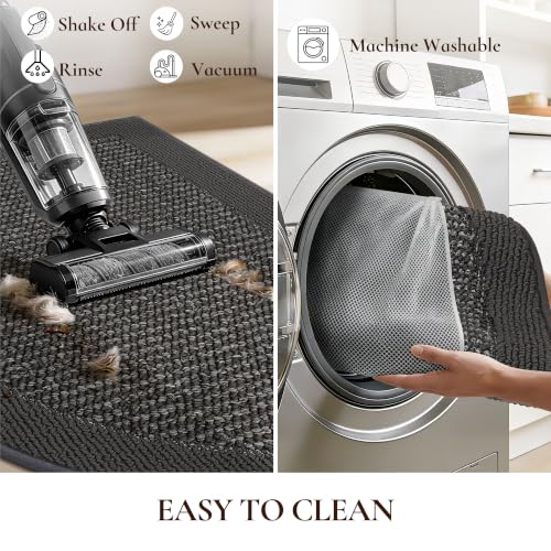 Dirt Trapper Door Mats 26" x 40", Non-Slip & Washable, Dark Grey - color: Dark Grey, size: 26" X 40" (Semicircular)