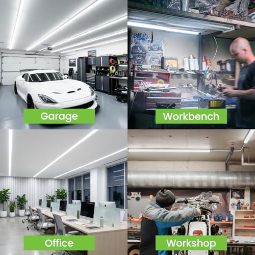 Pak 4FT LED Shop Lights, 2300LM 6500K Cool White, 20W Energy Efficient Linkable Ceiling and Under Cabinet Lighting, T5 Integrated Utility Fixture for Garage, Workshop, Basement, FCC Certified, 8 Pack - size: 4FT 6500K-8 Pack